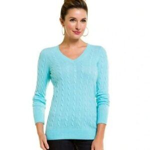 Lilly Pulitzer 100% Cashmere Cable V-Neck Sweater XS